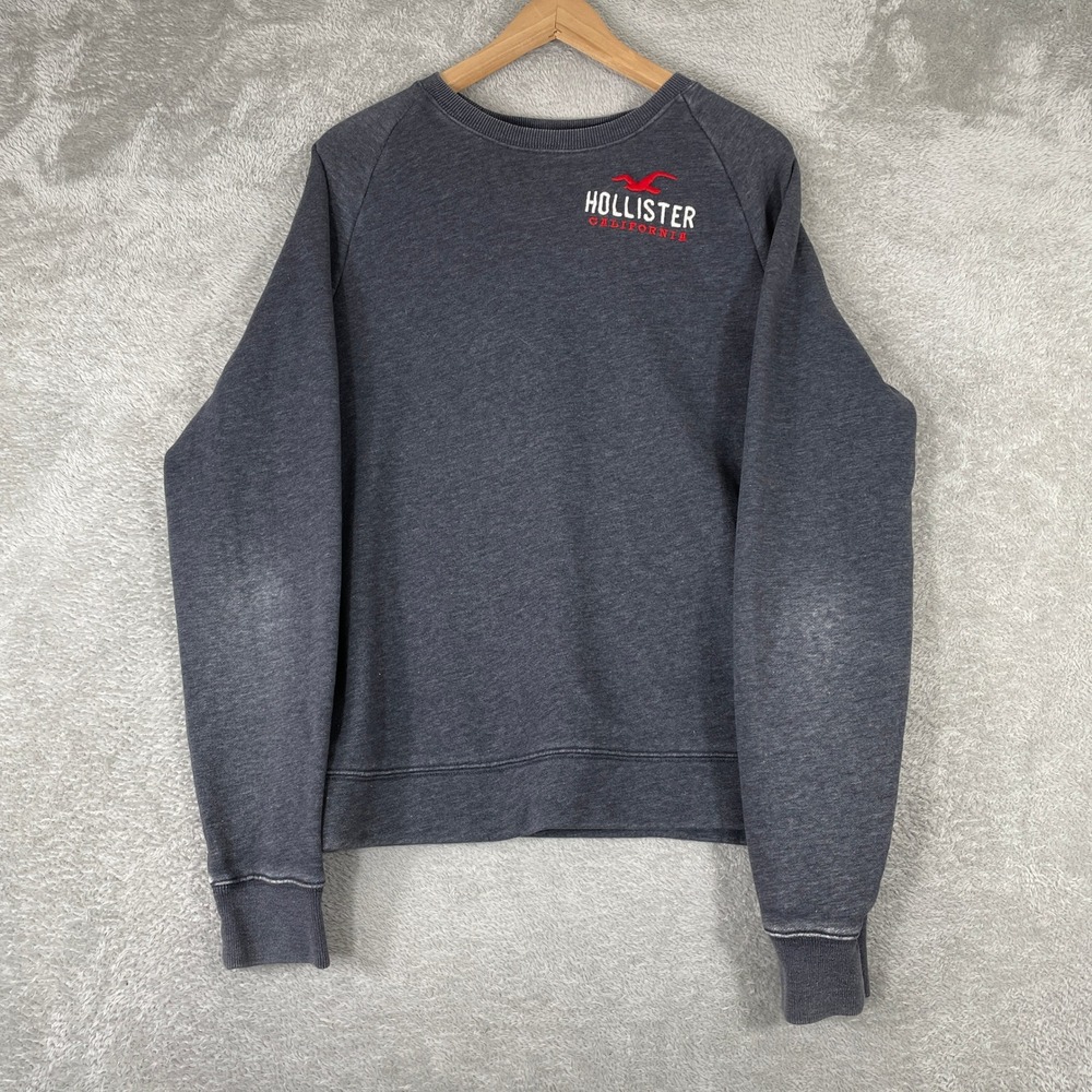 Hollister Sweatshirt‎ Mens Large Gray Surf California Raglan Fleece Vintage Y2K